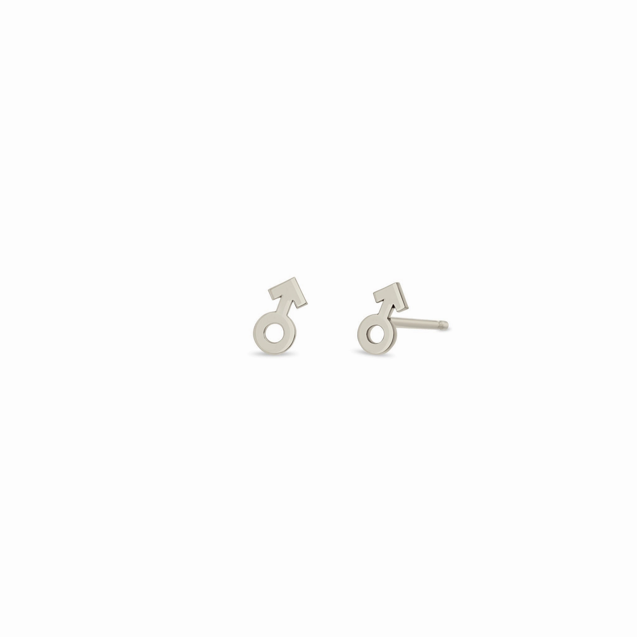 14k itty bitty male symbol stud