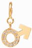 14k midi bitty pave diamond male symbol charm on spring ring