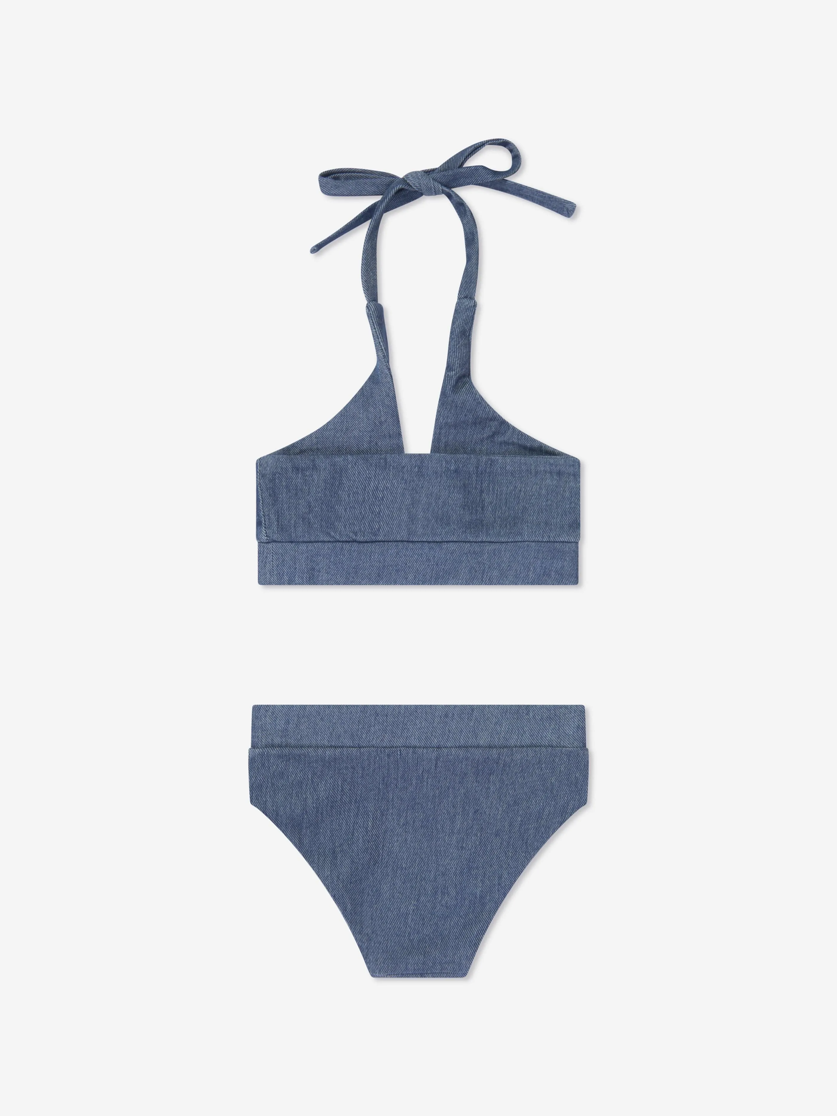AY von AYLA Girls Denim Look Halterneck Bikini in Blau