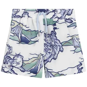Badehorts für Jungen in Blau und Weiß mit Tiger-Logo