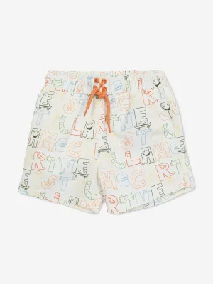 Logo-Badeshorts für Jungen in Elfenbein