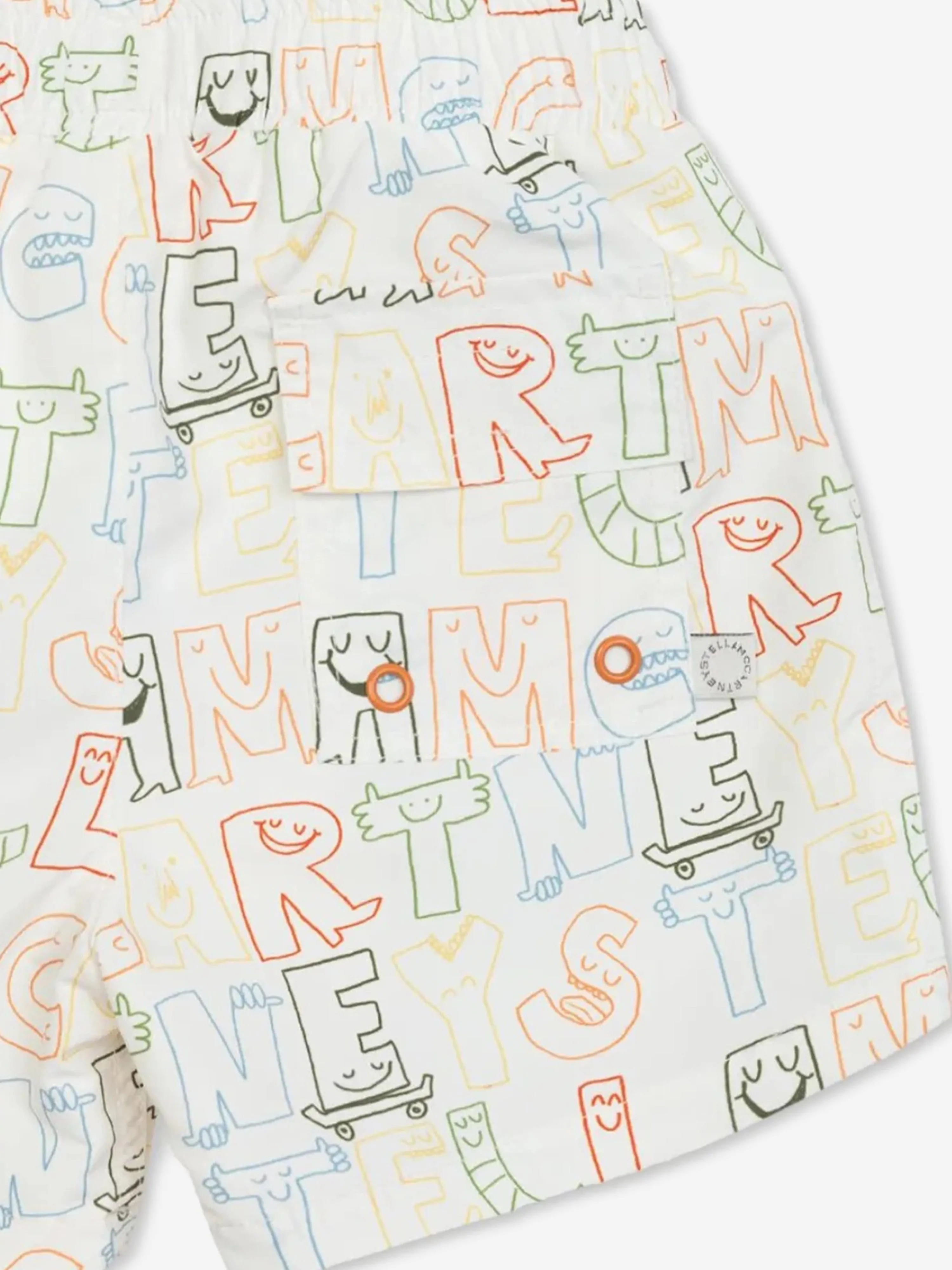 Logo-Badeshorts für Jungen in Elfenbein