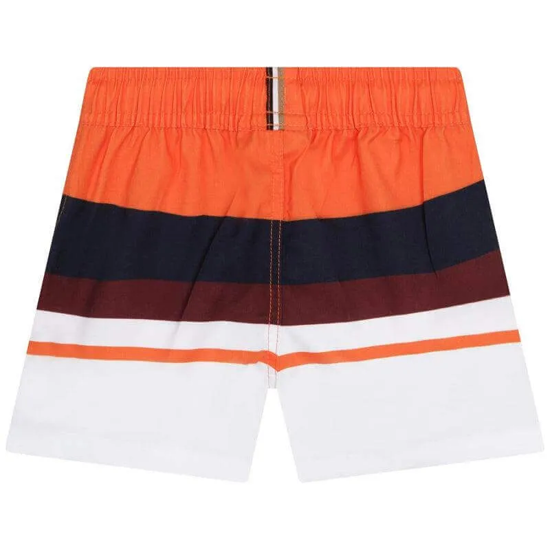 Baby Boys Orangefarbene Logo Badeshorts