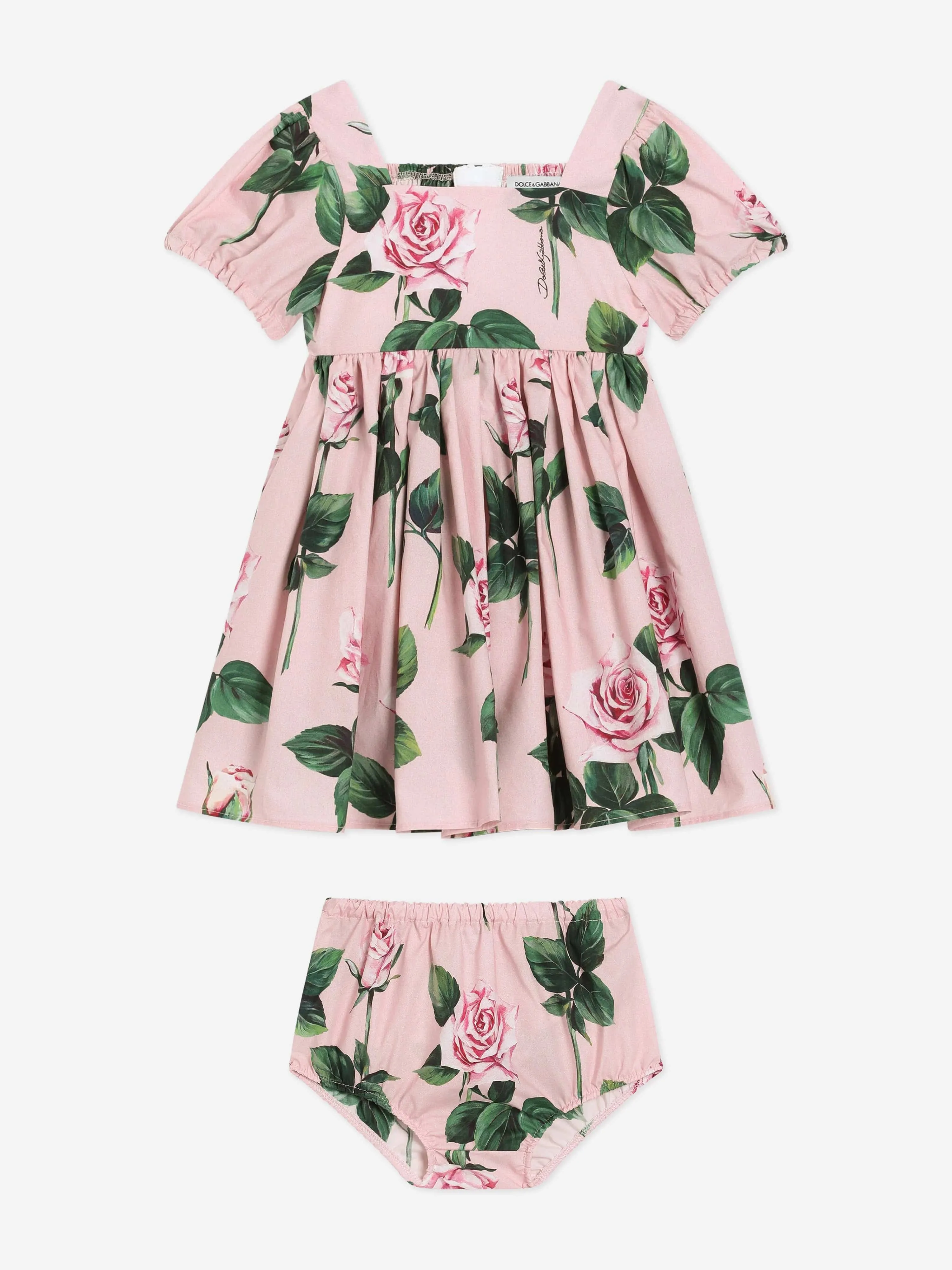 Rosa Kleid mit Rosenprint für Babygirls