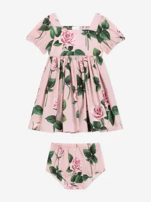 Rosa Kleid mit Rosenprint für Babygirls