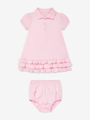 Rüschen-Polo-Kleid mit Bloomers in Rosa für Baby-Mädchen