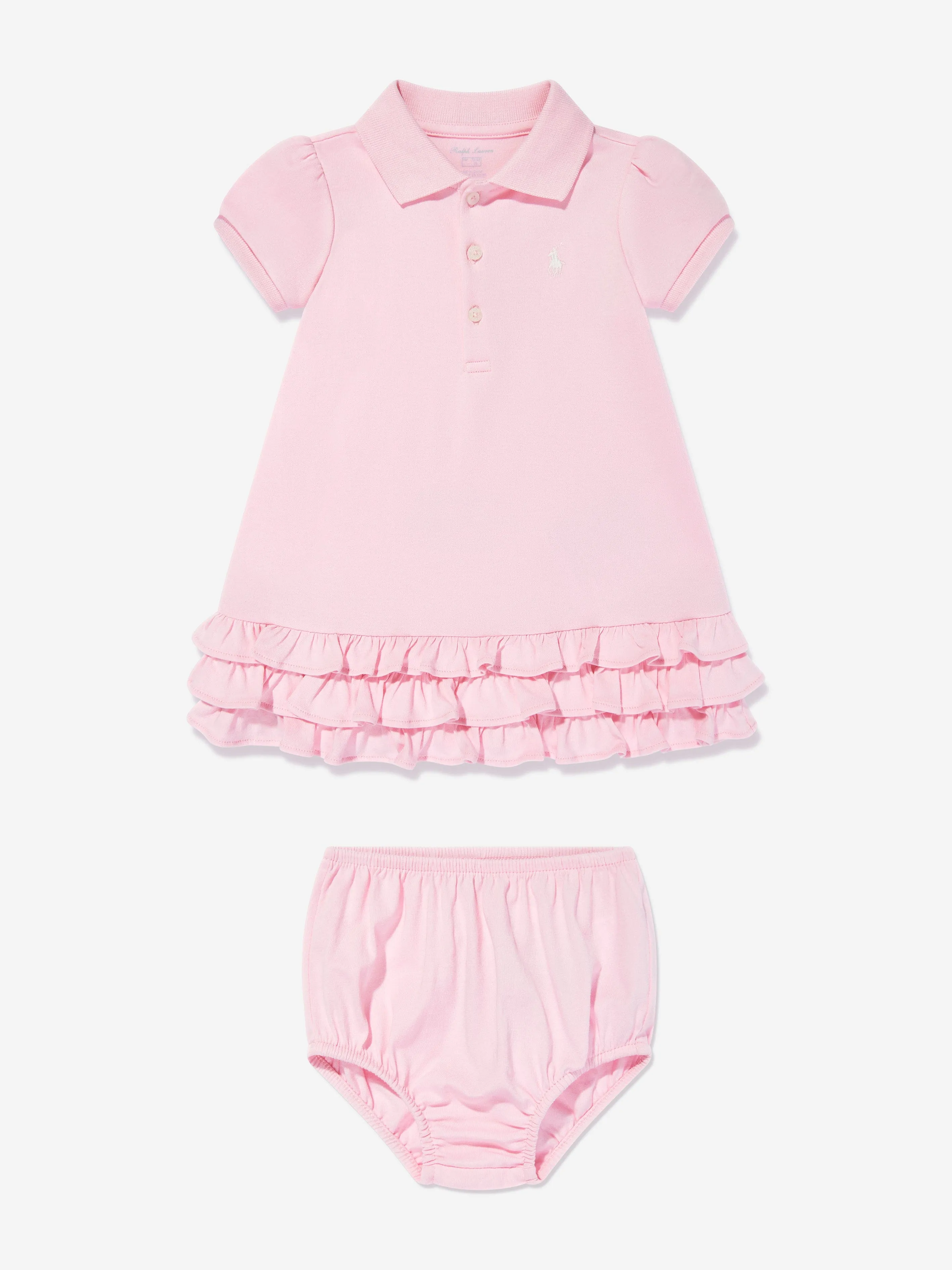 Rüschen-Polo-Kleid mit Bloomers in Rosa für Baby-Mädchen