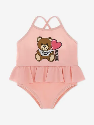 Rosa Badeanzug mit Teddybär-Motiv für Babygirls