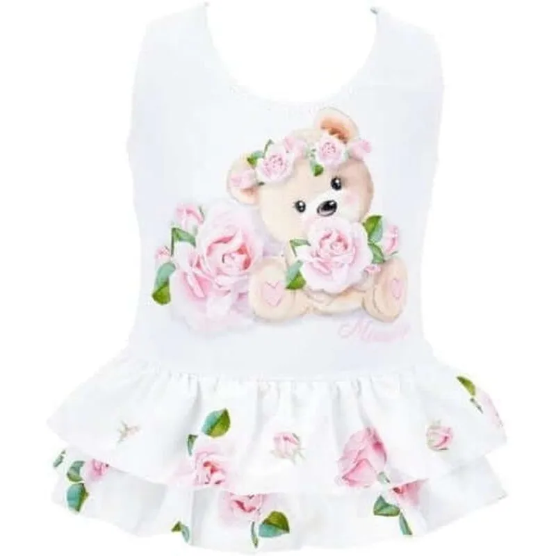 Weißes Bären Badeanzug für Baby Mädchen