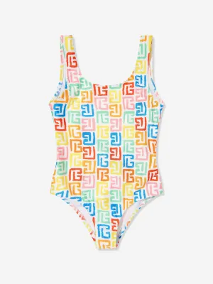 Balmain Mädchen Monogramm Badeanzug in Mehrfarben