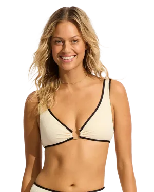 Beach Bound Ring Front Bikini-Oberteil in Ecru