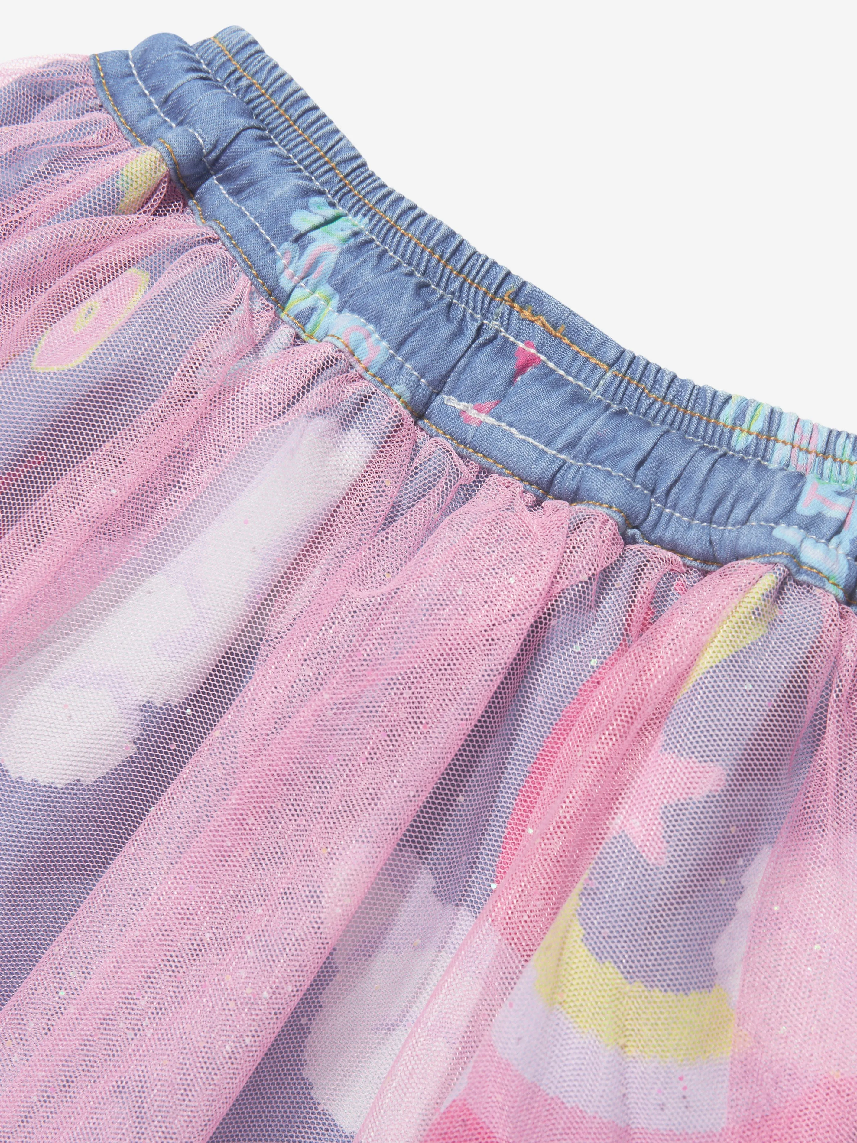 Billieblush Mädchen Jeans- und Mesh-Rock in Blau