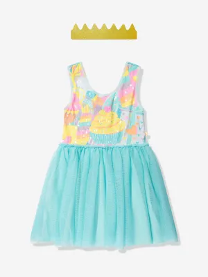 Billieblush Mädchenkleid mit Glitzerkrone in Blau