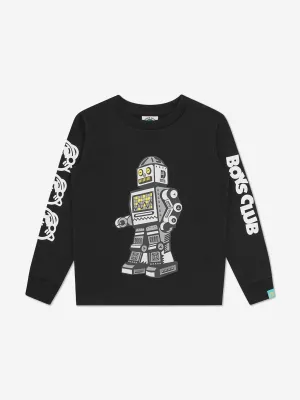 Billionaire Boys Club Kids Gehender Roboter Langarm T-Shirt in Schwarz