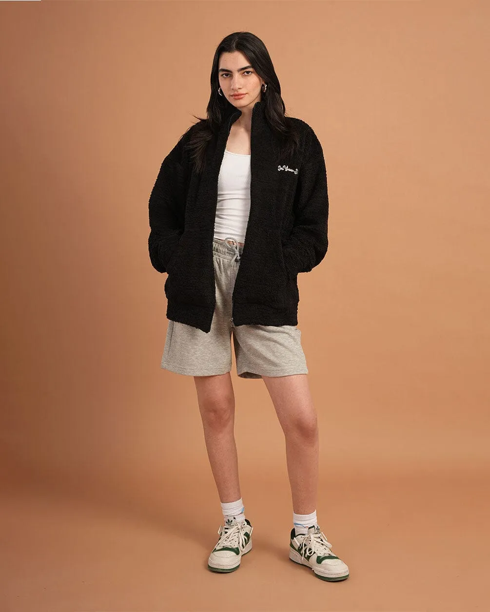Schwarze Fliesjacke