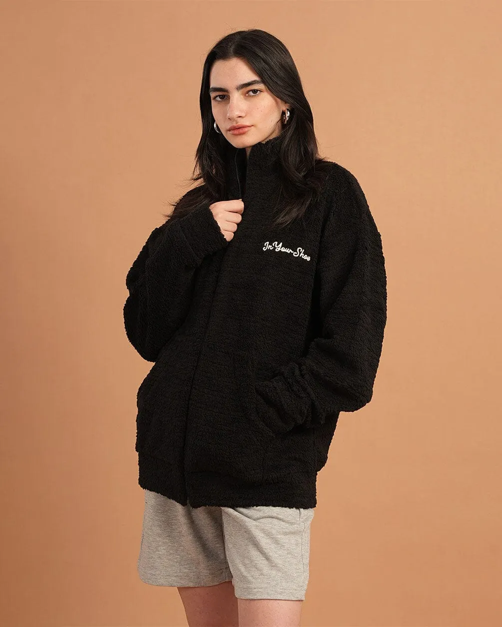 Schwarze Fliesjacke