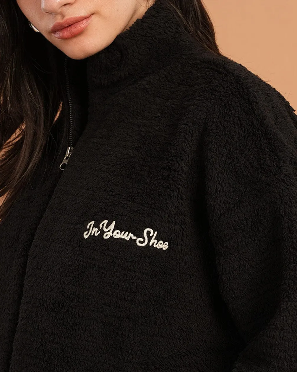 Schwarze Fliesjacke