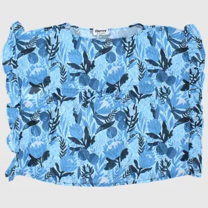 Blau Blumen Cache Badeanzug