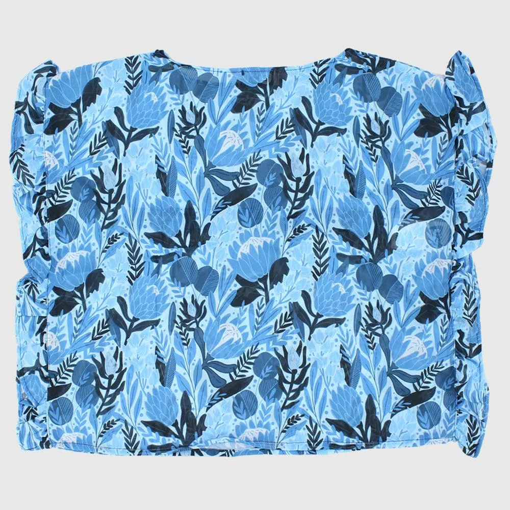 Blau Blumen Cache Badeanzug