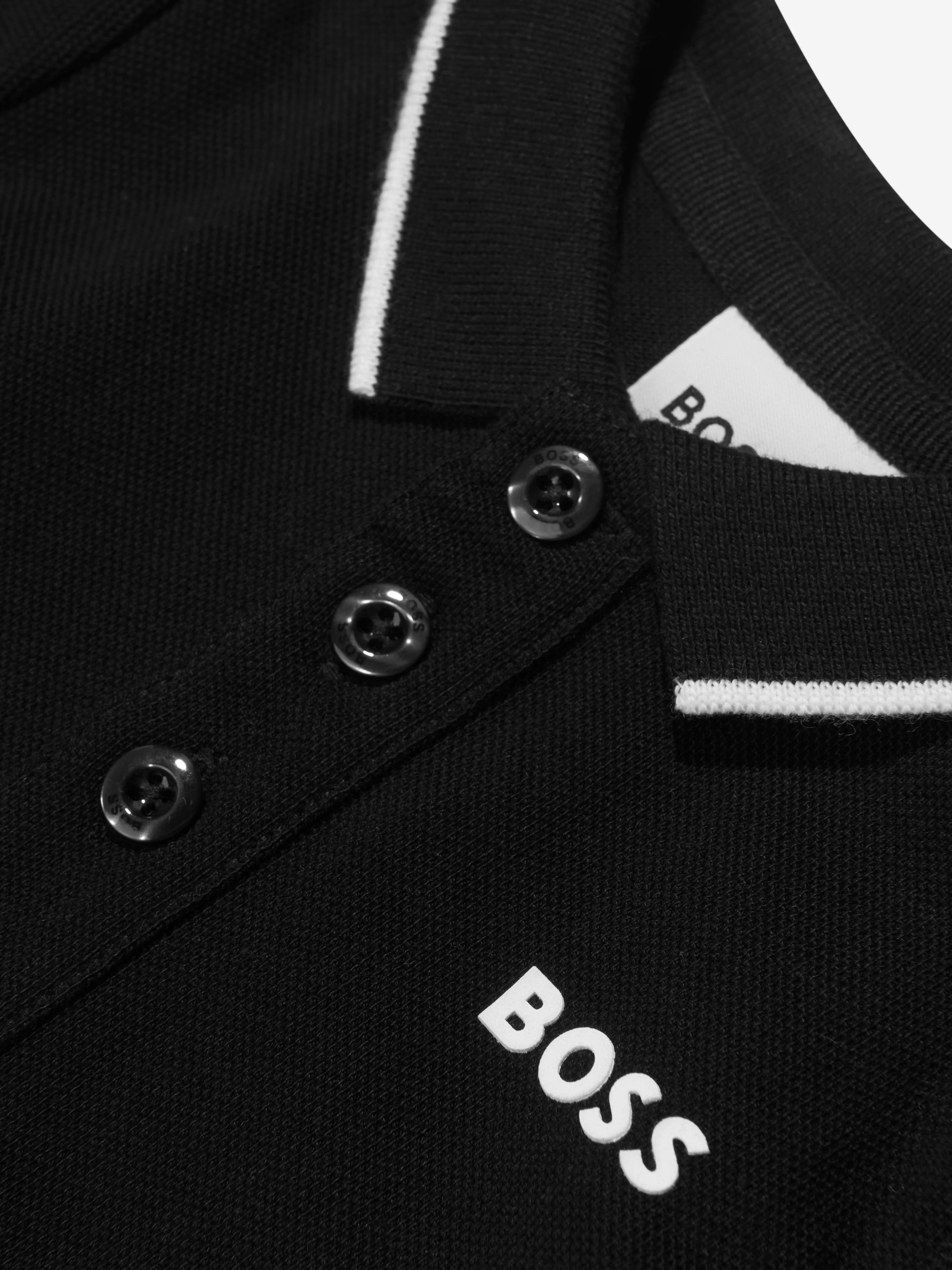 BOSS Baby Boys Logo Polo-Shirt in Schwarz