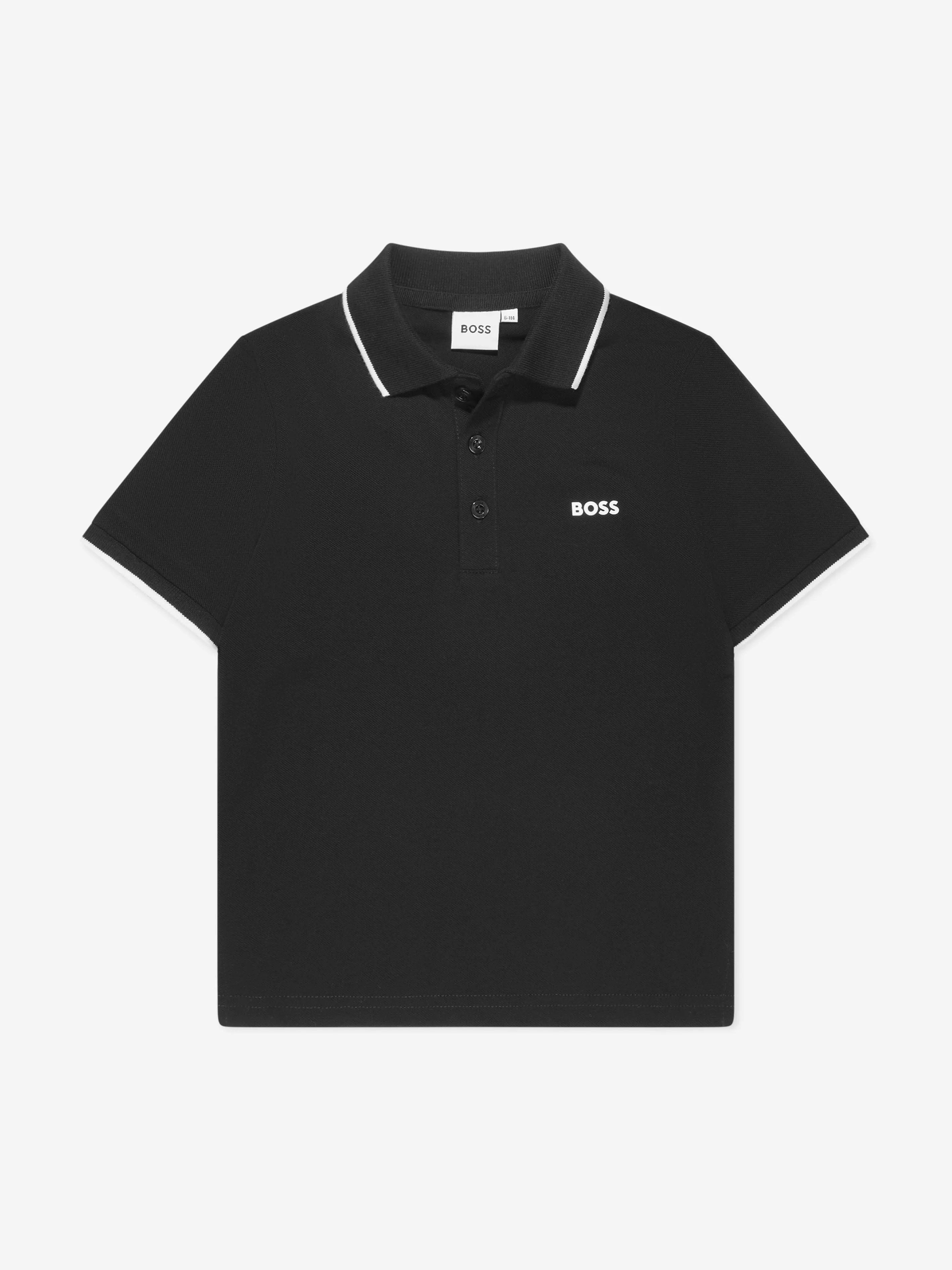 BOSS Boys Logo Polo-Shirt in Schwarz