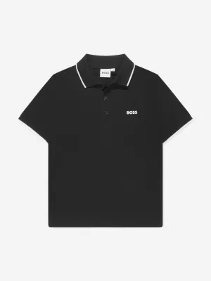 BOSS Boys Logo Polo-Shirt in Schwarz