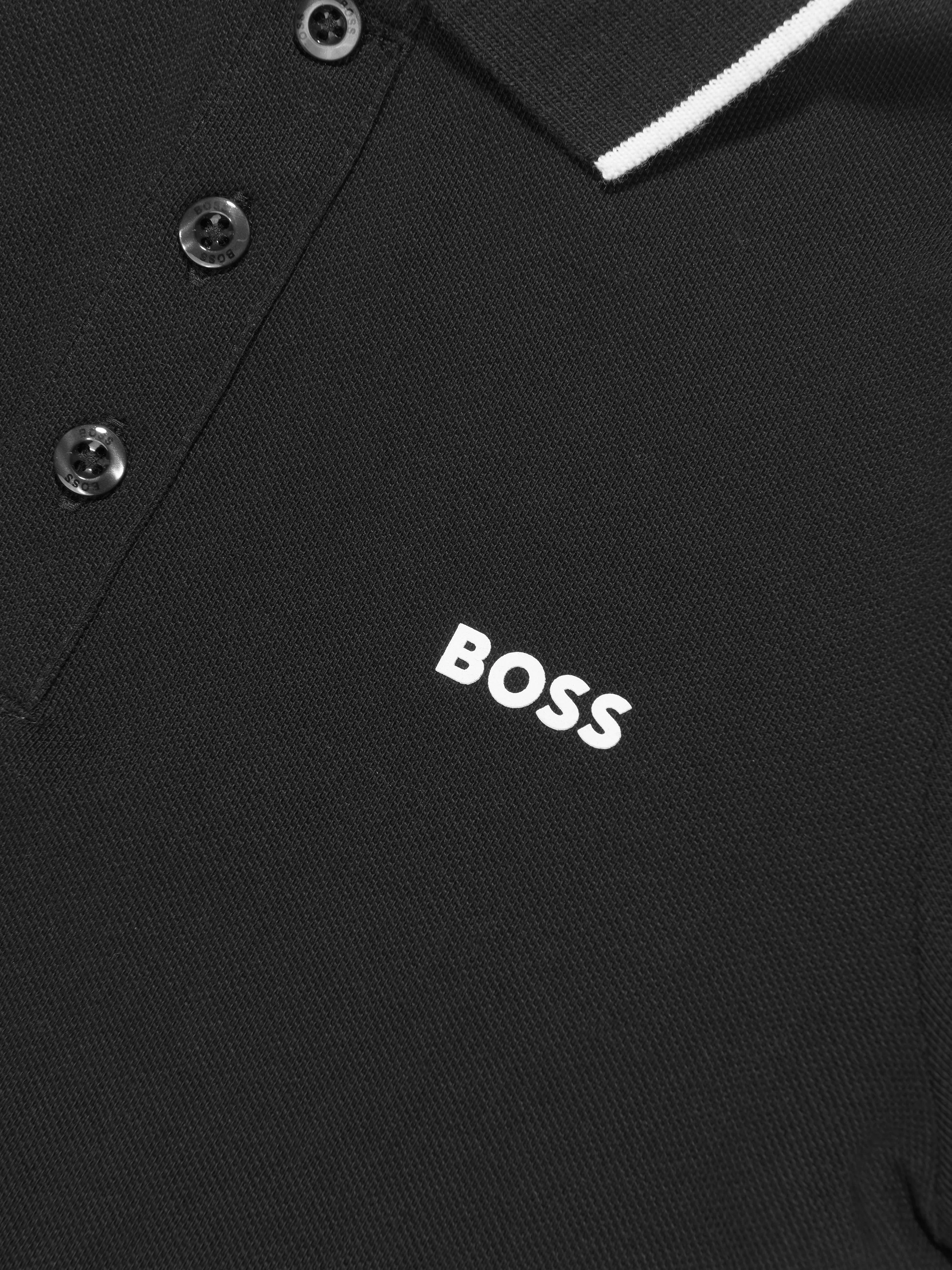 BOSS Boys Logo Polo-Shirt in Schwarz