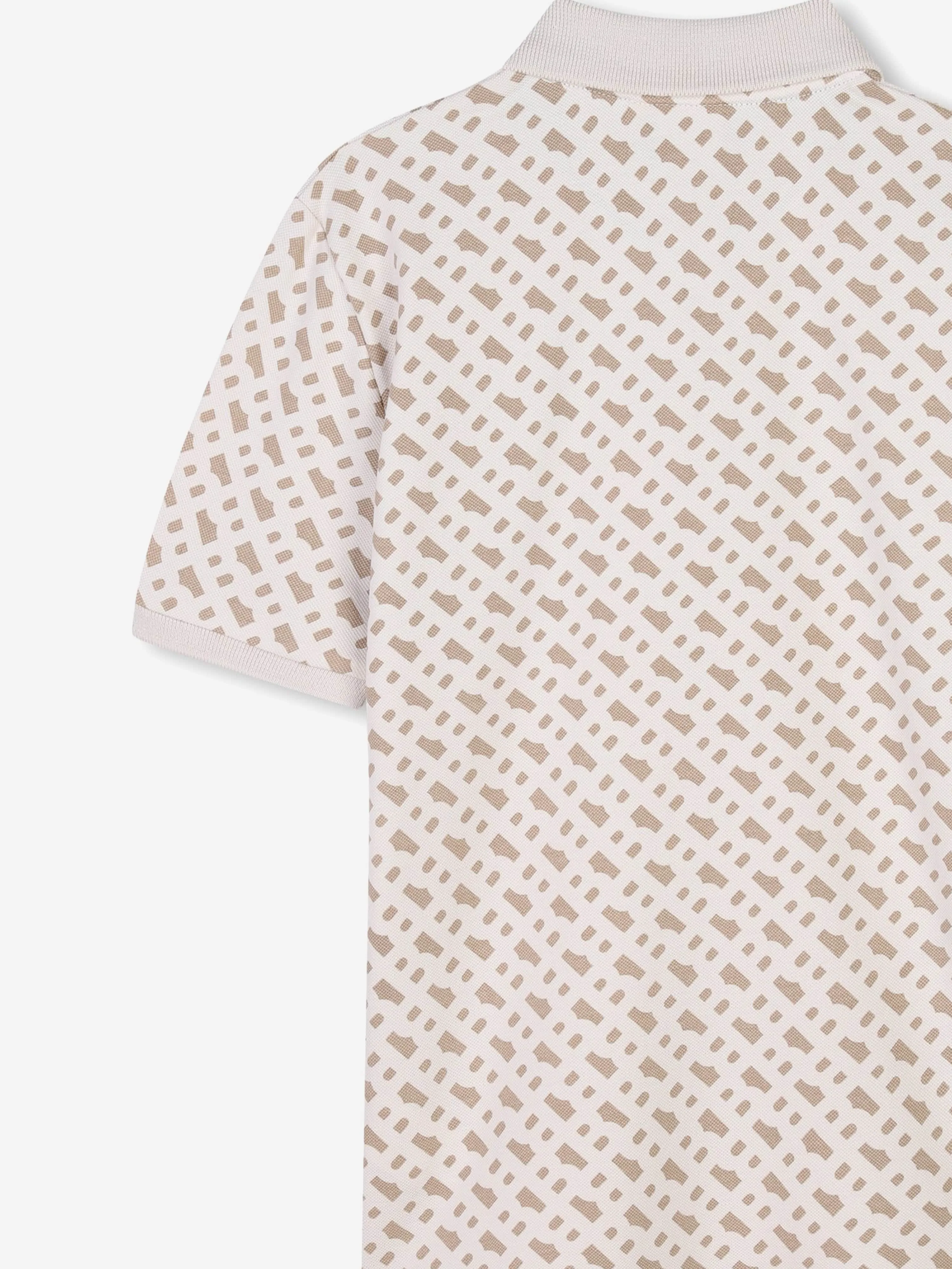 BOSS Boys Polohemd mit Monogramm-Print in Beige