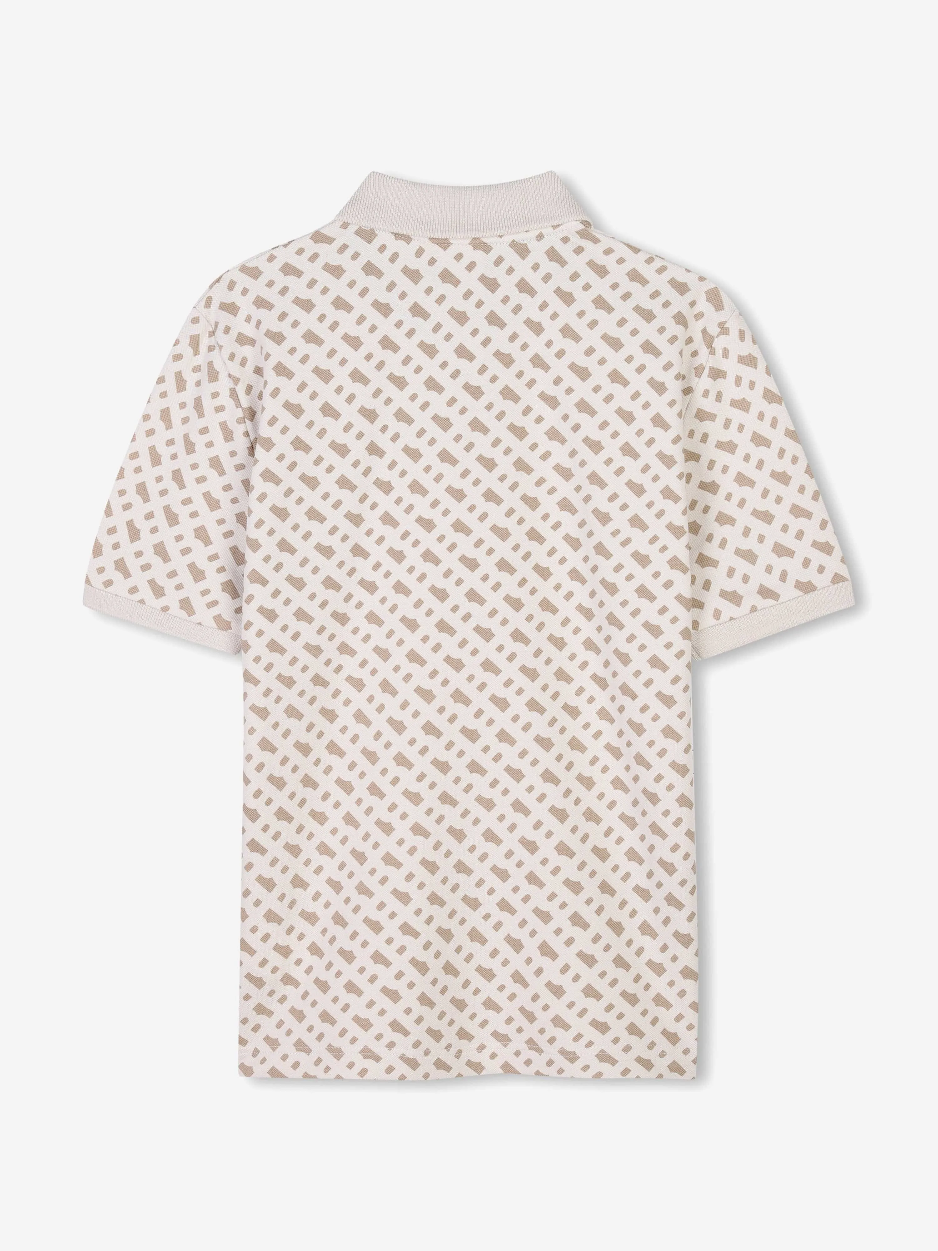 BOSS Boys Polohemd mit Monogramm-Print in Beige