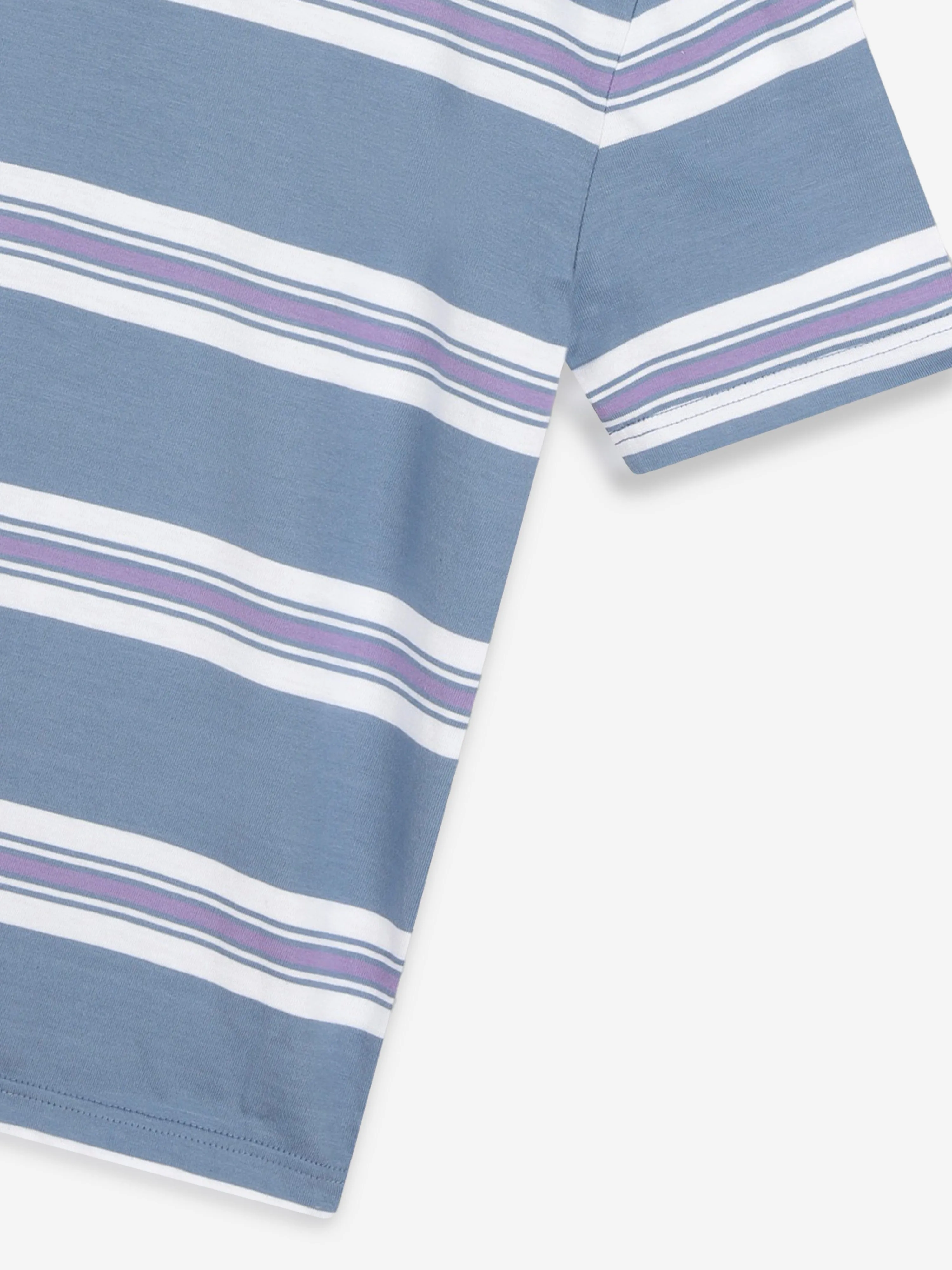 BOSS Boys Gestreiftes Logo T-Shirt in Grau
