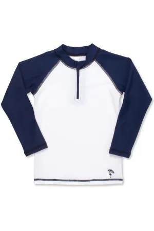 Jungen-Rashguard - Marineblau/Weiß