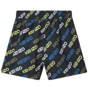 Jungen Schwarze Logo Badeshorts