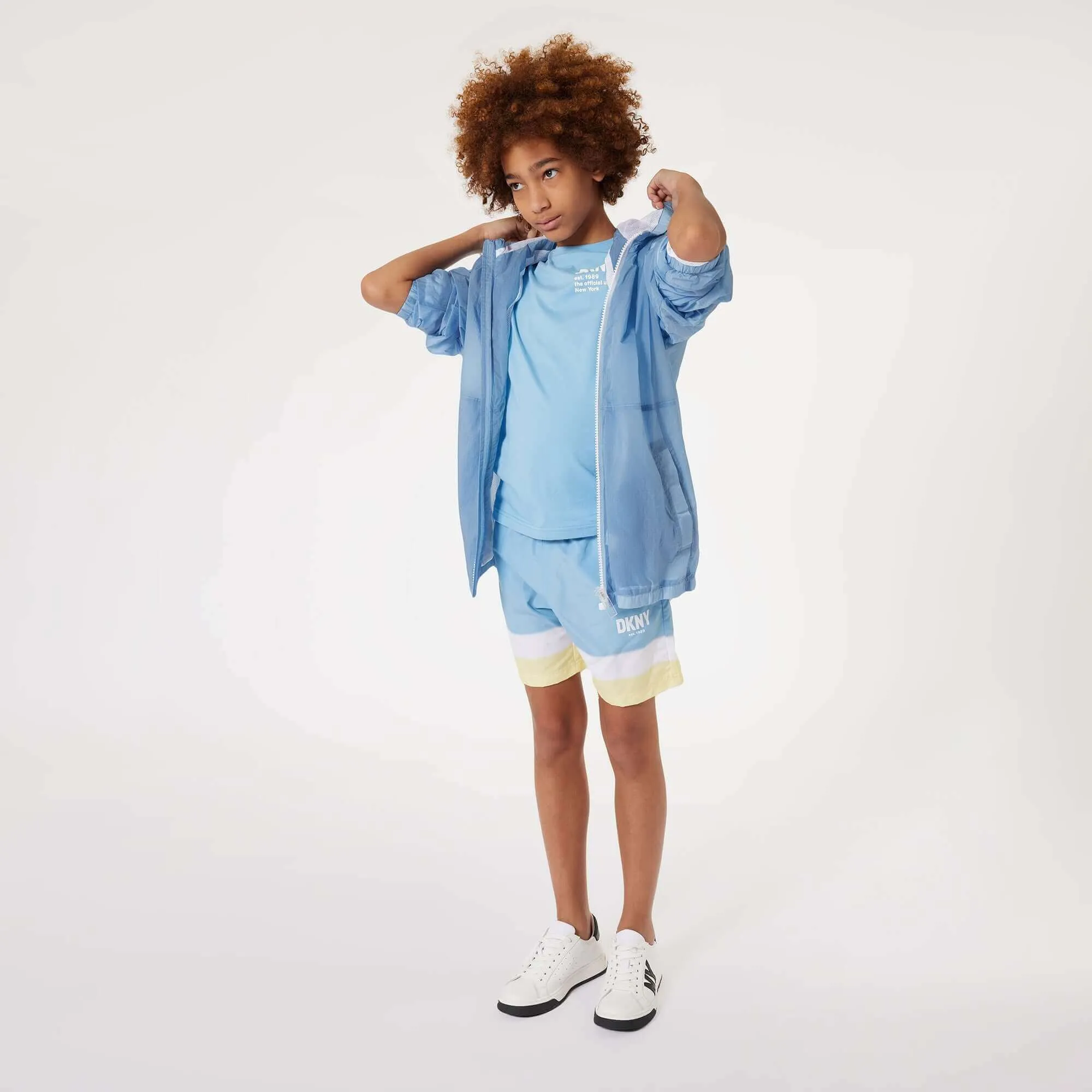 Jungen Badehorts in Blau & Zitronenblock-Optik