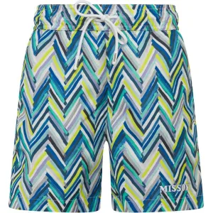 Jungen Badehorts in Blau & Gelb mit Zickzack-Muster