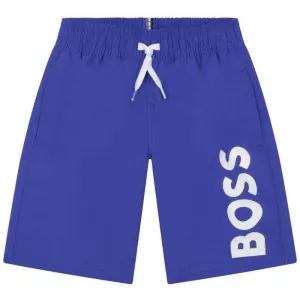 Blaue Badelatschen für Jungen mit Logo