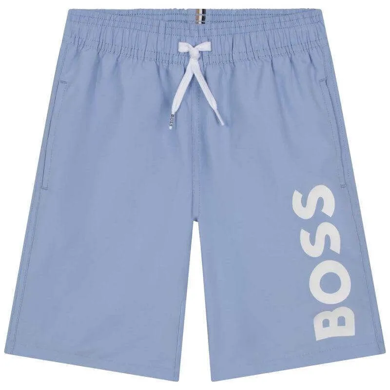 Blaue Badelatschen für Jungen mit Logo