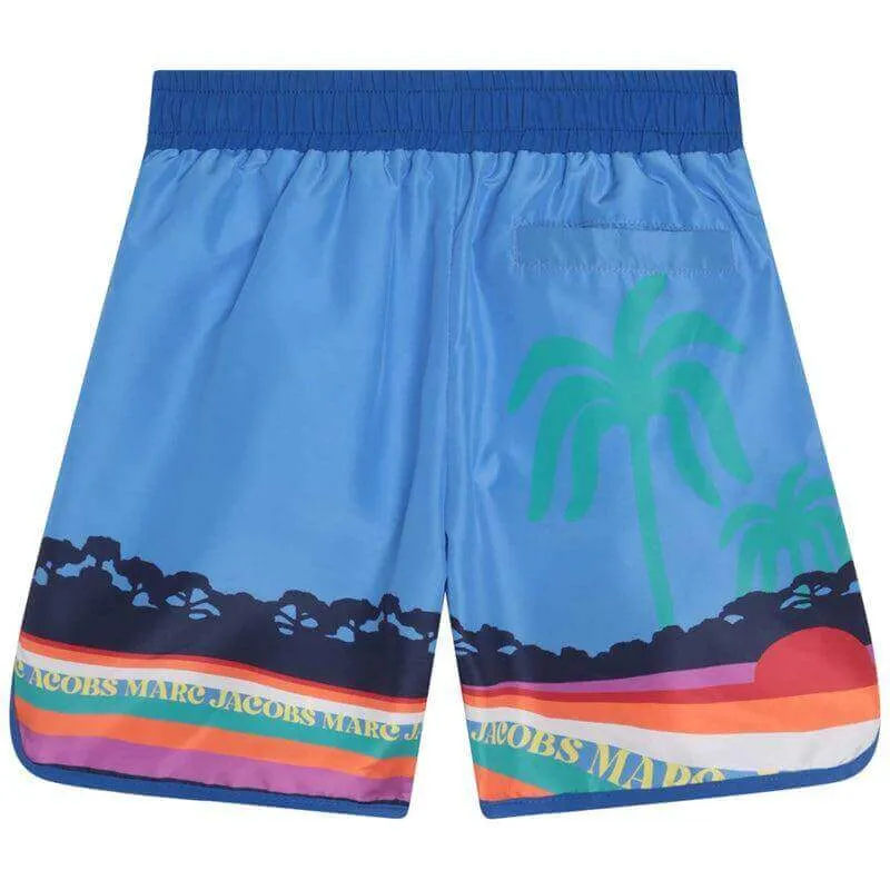 Badehose für Jungen mit Palmenmuster in Blau