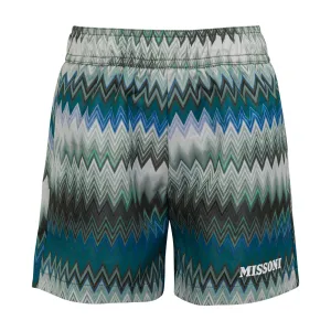 Jungen Badehorts Blau Zickzack