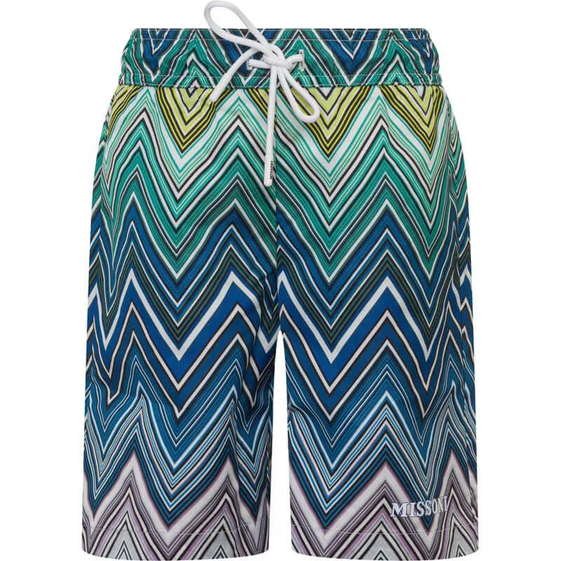 Jungen Badehorts Blau Zickzack