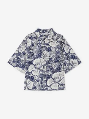 Blau gestreiftes Blumenhemd für Jungen
