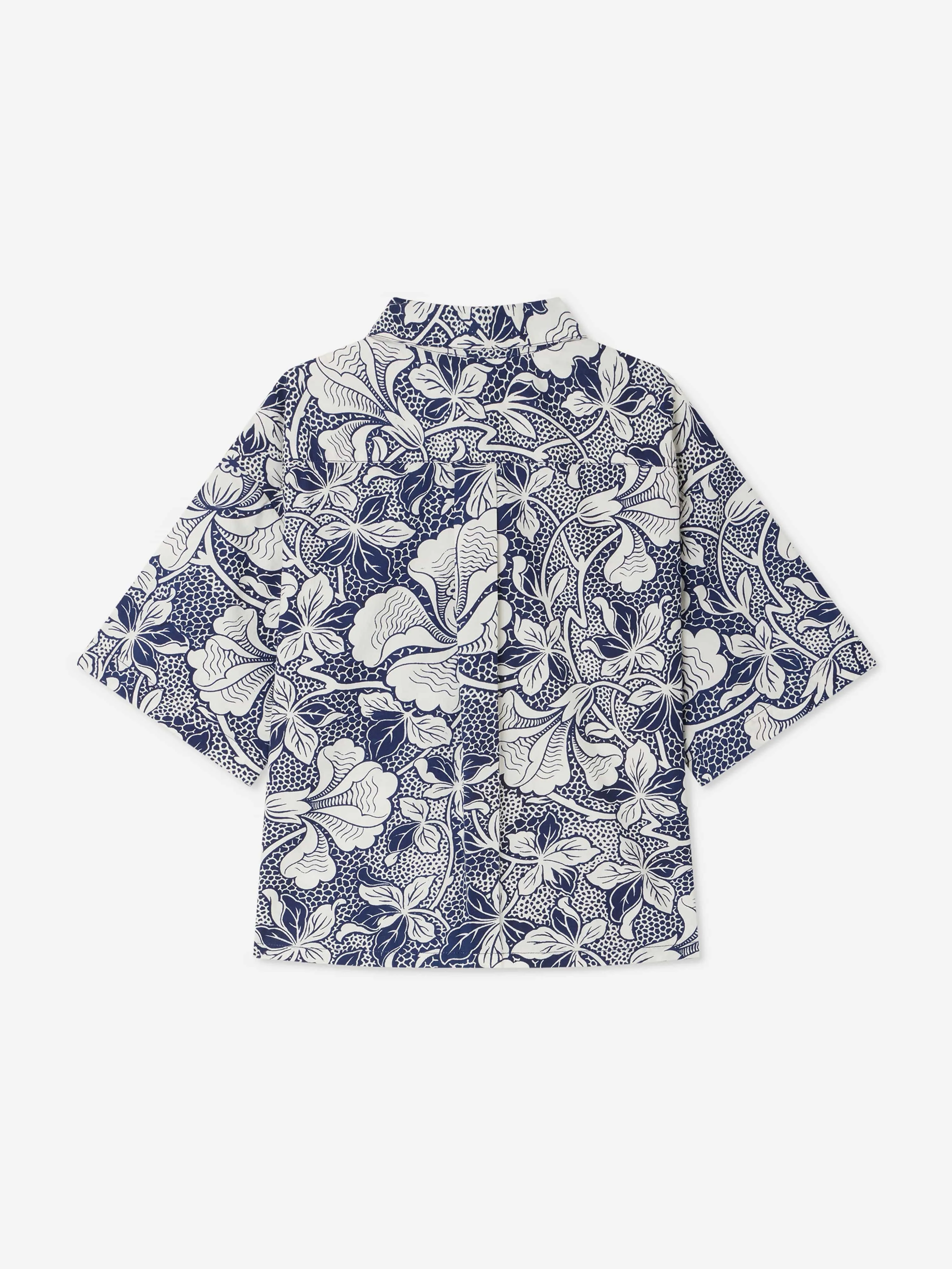 Blau gestreiftes Blumenhemd für Jungen