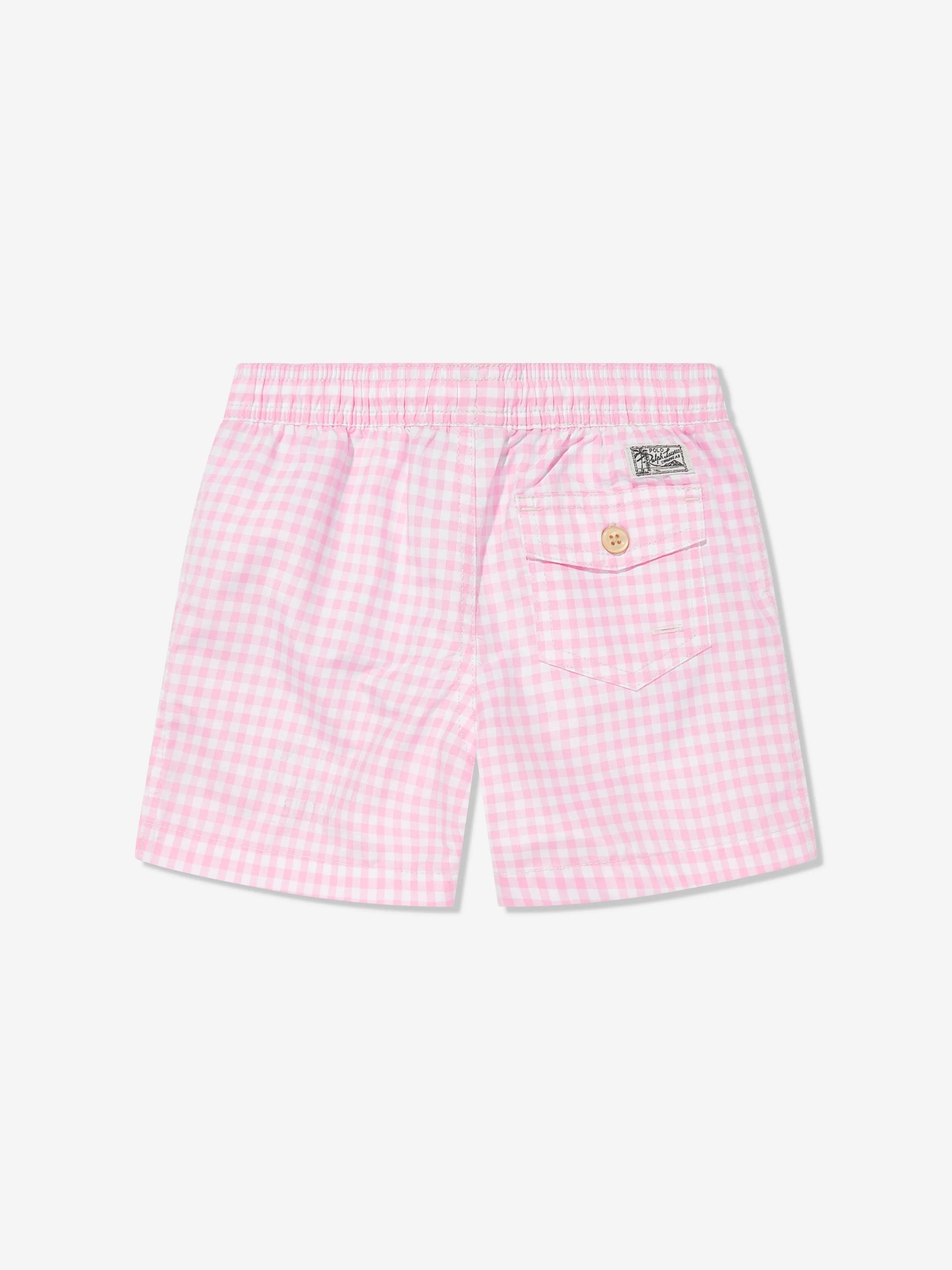 Gingham Badeshorts für Jungen in Rosa