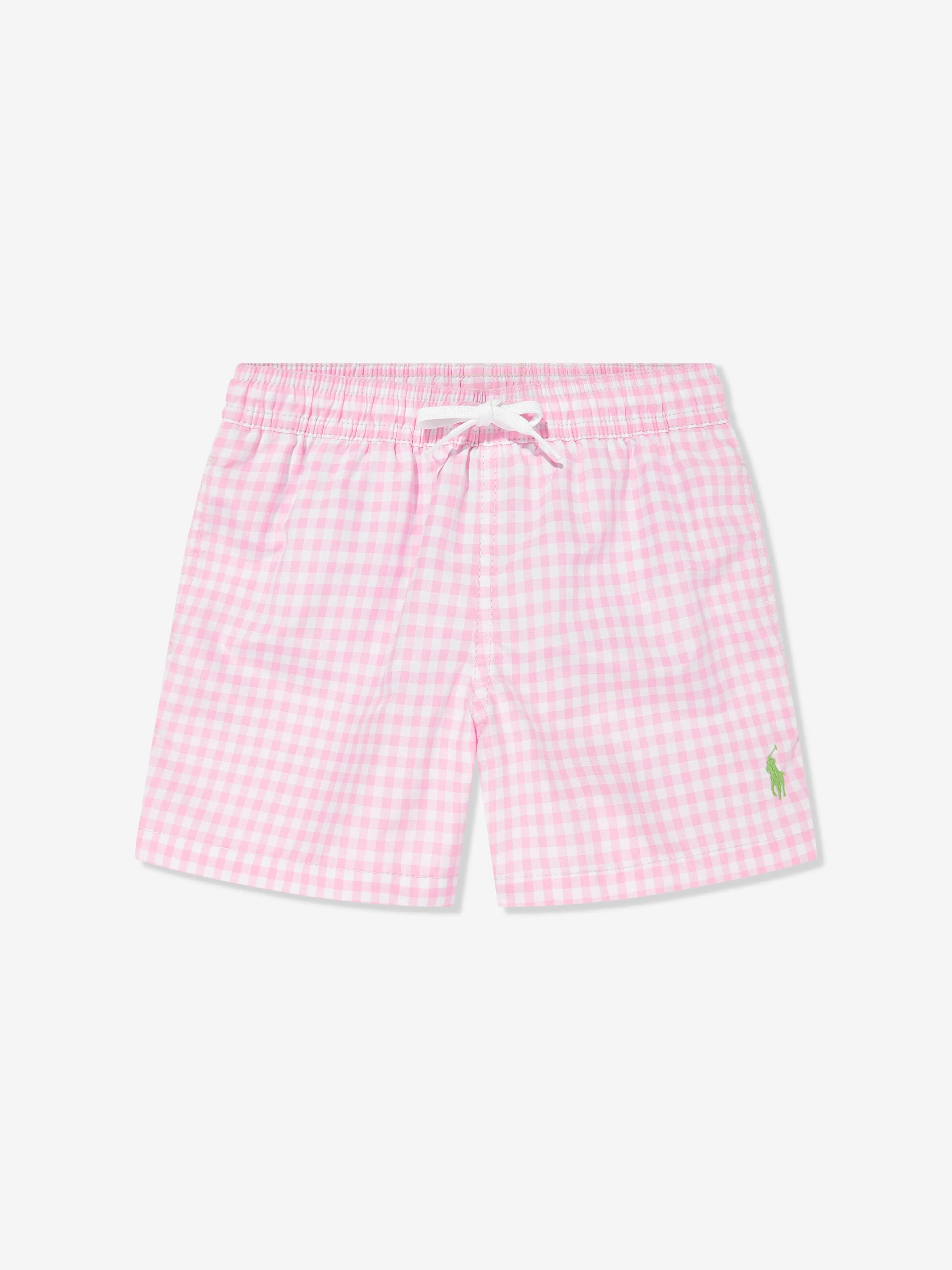 Gingham Badeshorts für Jungen in Rosa