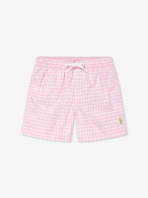 Gingham Badeshorts für Jungen in Rosa