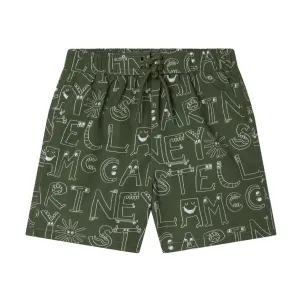 Jungen Khaki Logo Badeshorts