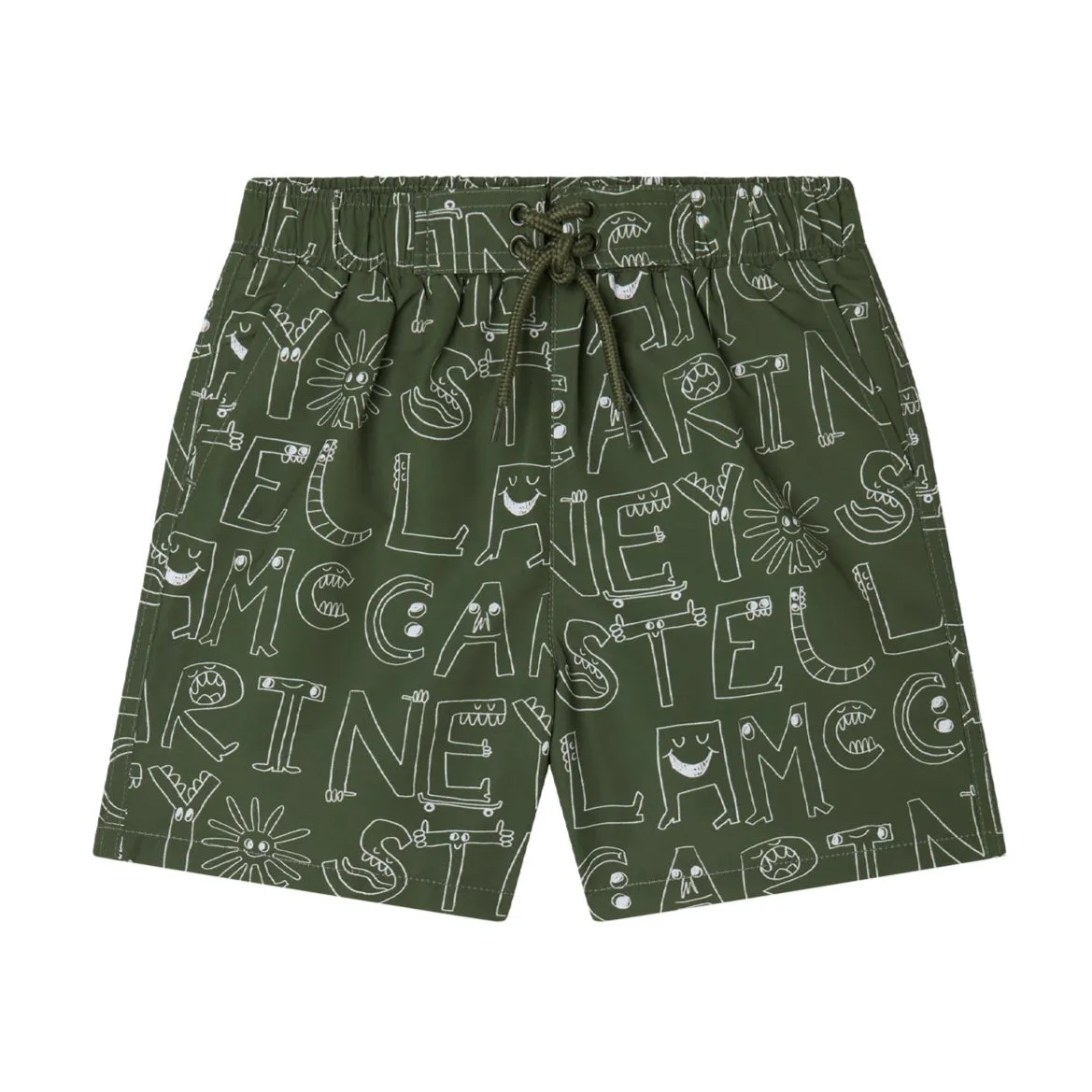 Jungen Khaki Logo Badeshorts