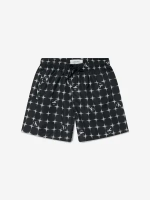 Jungen Logo Print Badeshorts in Schwarz