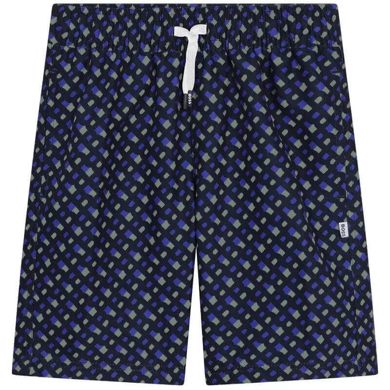 Jungen Navy Monogramm Logo Badeshorts