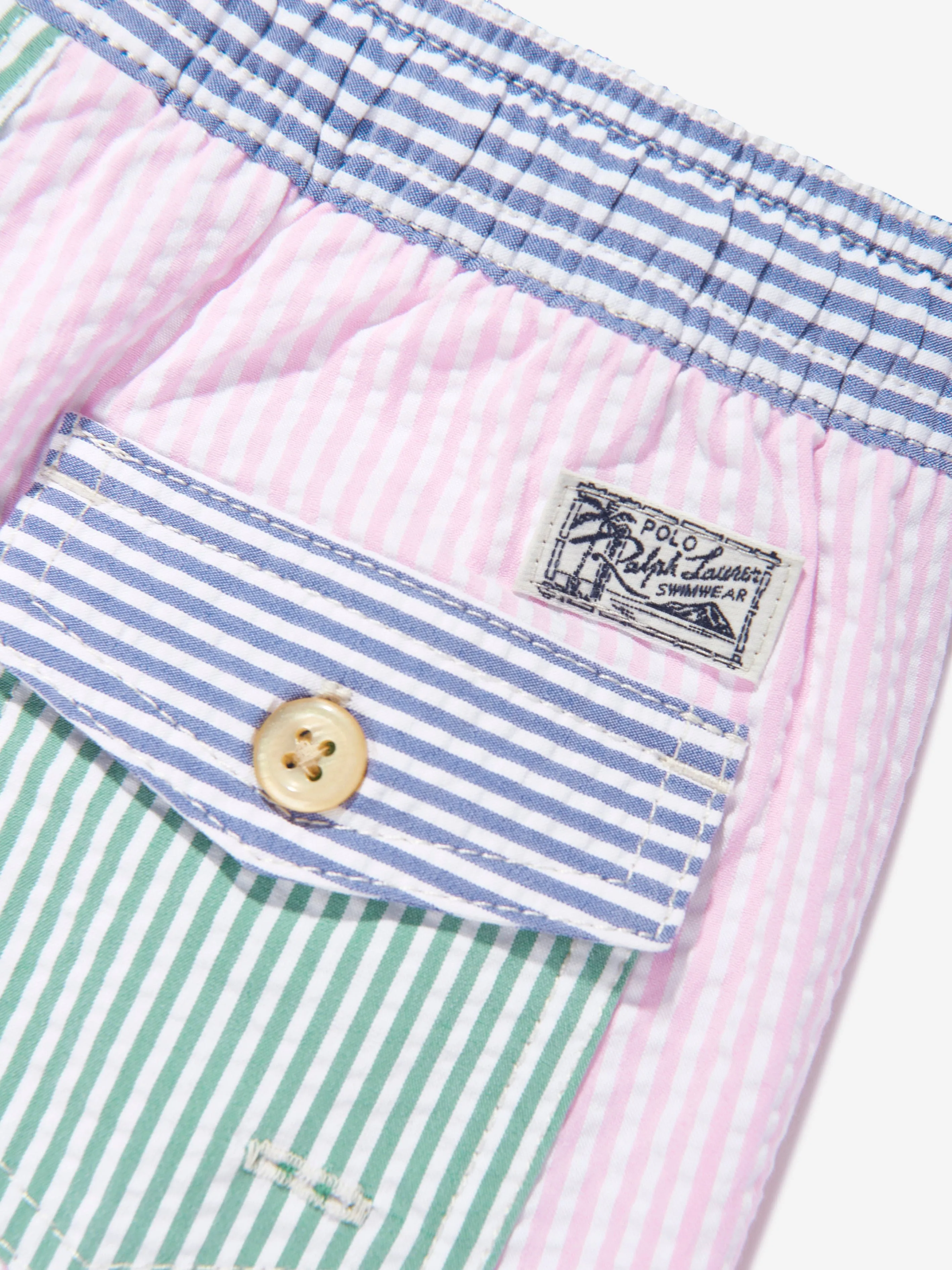 Badehose für Jungen in Seersucker-Optik mit mehrfarbigem Design