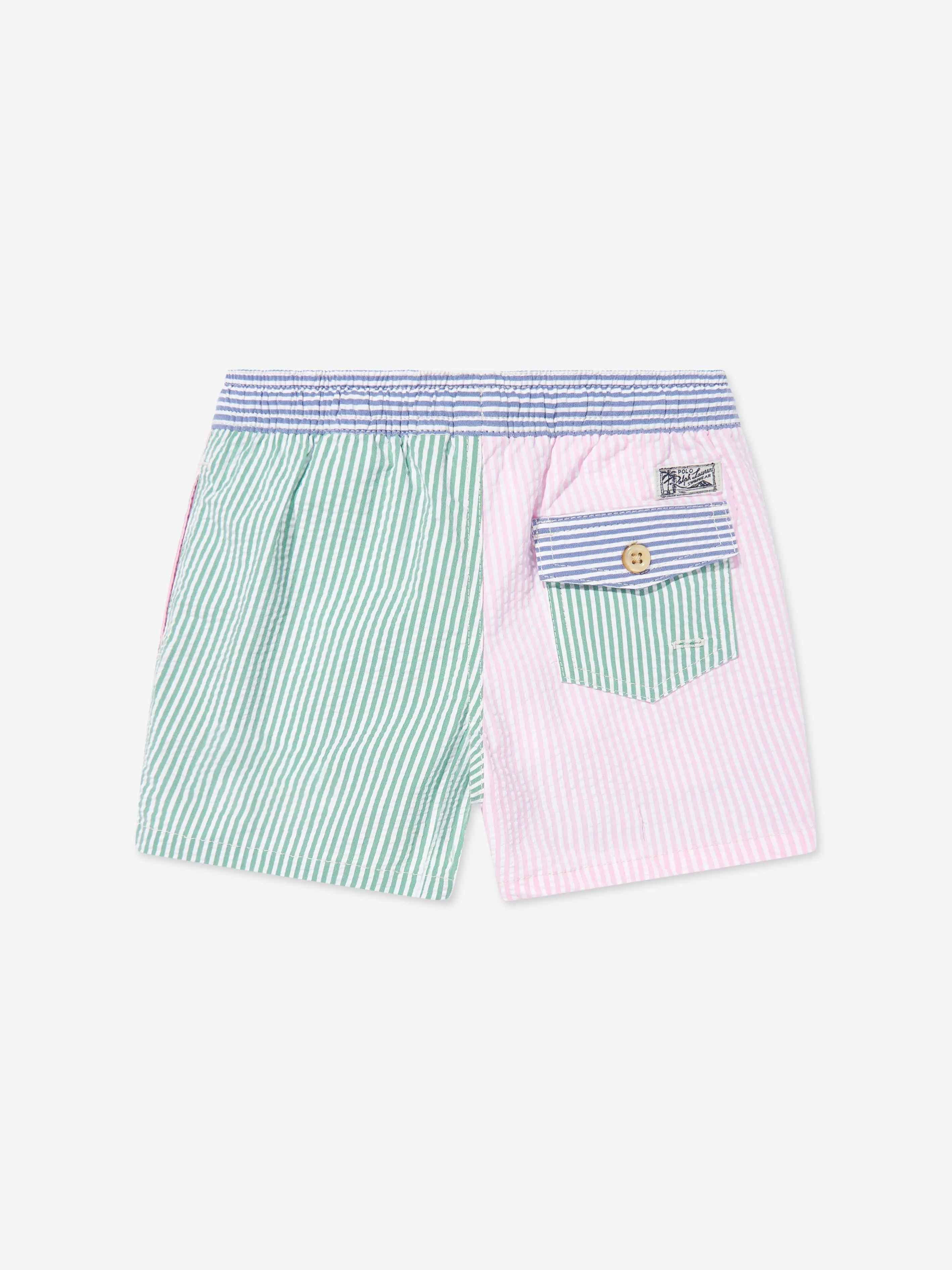 Badehose für Jungen in Seersucker-Optik mit mehrfarbigem Design